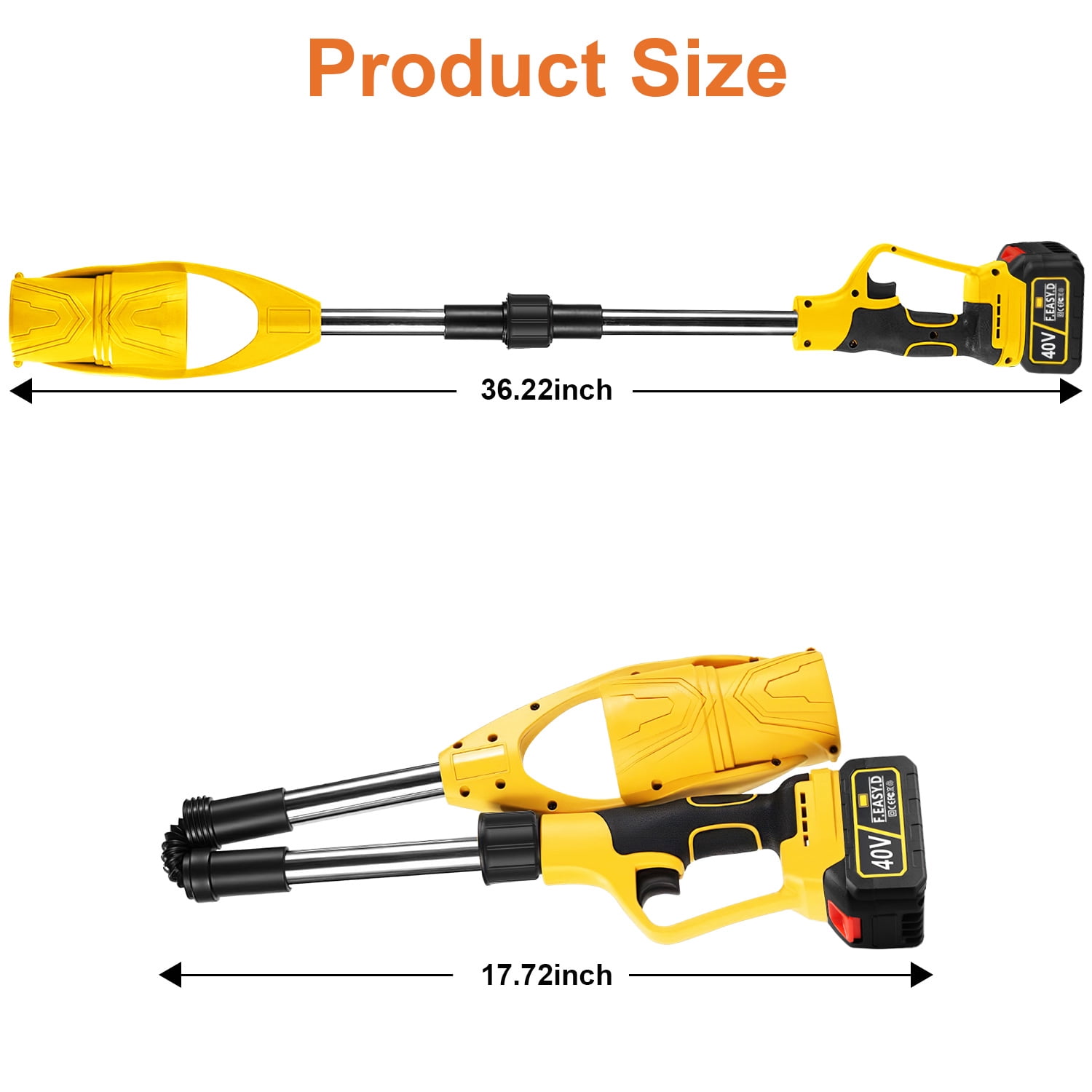 40V Cordless Leaf Blower,AILKIN High Speed Foldable Air Leaf Cleaner,Lightweight Mini Handheld Rechargeable Electric Cordless Leaf Blowers with Battery and Charger for Garden,Patio,Home,Yards,Yellow