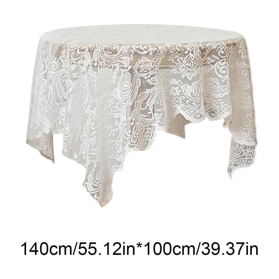 Beautiful Lace Tablecloth with Elegant Scalloped Bottom for Any Special Event Such As Wedding, Birthday Party, Anniversary White