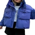 thumbnail image 1 of Manteau Matelassé à Manches Longues avec Capuche et 2 Poches pour Femmes, 1 of 4