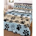 thumbnail image 2 of Blue Dog Paw Print Summer Quilt Set Twin Size,Soft Quilted Bedding Set with 2 Pillow Shams,Vintage Farmhouse Rustic Wooden Grain Lightweight All Season Bedspread Coverlet for Bedroom 68"x86", 2 of 6