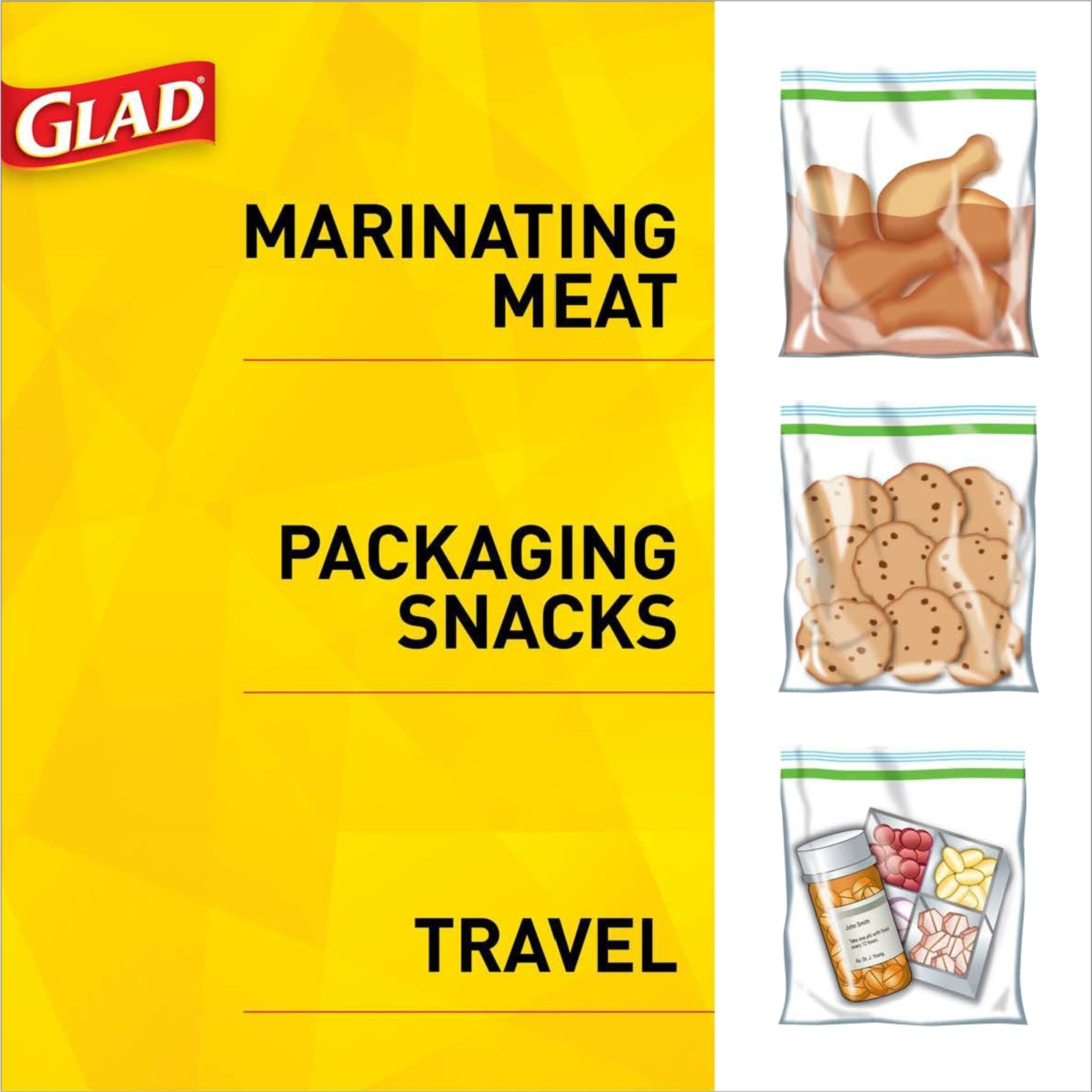 Glad Food Storage Bags, Zipper Gallon, 40 Count Glad(12587600320):  customers reviews @