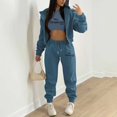 thumbnail image 2 of Gibobby Conjunto de Pantalones para Mujer Informal y moderno: conjunto de sudadera con capucha con estampado de para mujer, perfecto para uso informal y vesti(Marina,XL), 2 of 5