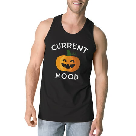 365 Printing Pumpkin Current Mood Tank Top Mens Black Graphic Tee Gifts For