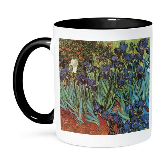 3dRose, Irises by Vincent Van Gogh, 11oz Two-Tone Black Mug