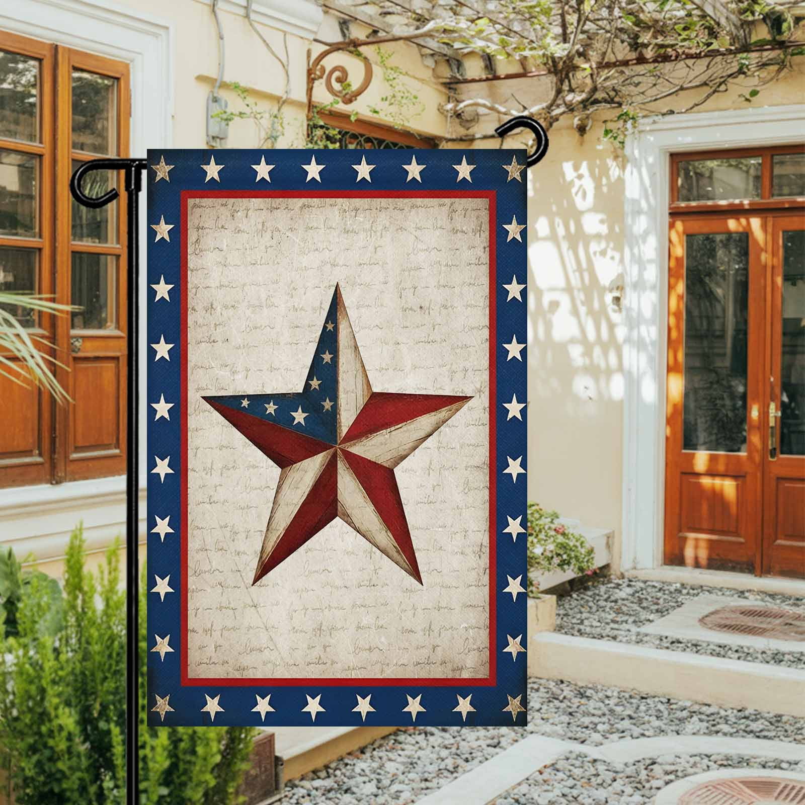 4th of July Garden Flags Patriotic Star Stripes Garden Flag Double Sided Welcome Flag Red White and Blue Independence Day Yard Flags for Outdoor Lawn Porch Memorial Day Holiday Decor 28x40 Inch