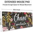 thumbnail image 2 of Chaos Coordinator Motivational Quote Mouse pad 35.4 x 15.7 Inch XXL Floral Full Desk Mousepad Extended Large Non-Slip Rubber Base Waterproof Big Keyboard Mat with Stitched Edges for Gaming and Office, 2 of 6