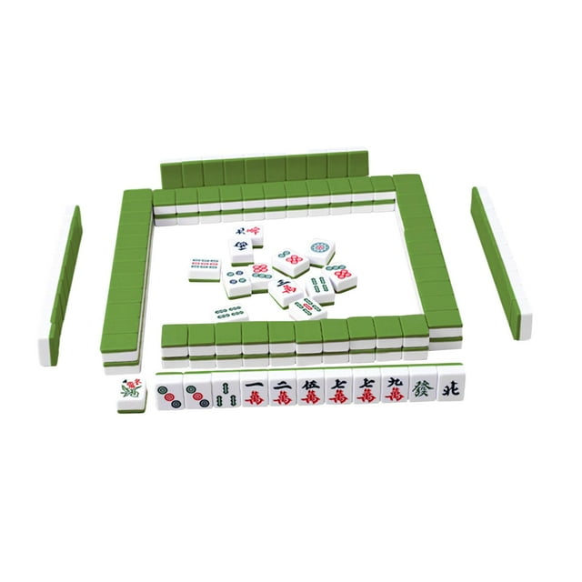 MERIGLARE 144 Pcs Mini Tuiles de Mah-Jong Table Activités Fournitures Version Chinoise Ensemble de Jeu Vert