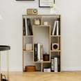 thumbnail image 2 of Patiojoy 35.5" Geometric Bookshelf Open-back Bookcase w/ 7 Cubes Free-standing Storage Shelf Unit w/ Anti-Toppling Devices Natural, 2 of 9
