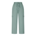 thumbnail image 4 of FRSASU Joggers for Women Solid Color Casual Baggy Sweatpants Jogger Pants with Pockets Drawstring Sweatpants Green, 4 of 6
