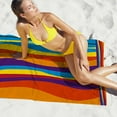 thumbnail image 5 of LLDYYDS Large Beach Towel Oversized - Cotton Velour 39 x 72 Inch Rainbow Striped Terry Pool Towel, Cabana Soft Swimming Towel for Adults Women Men, 5 of 7