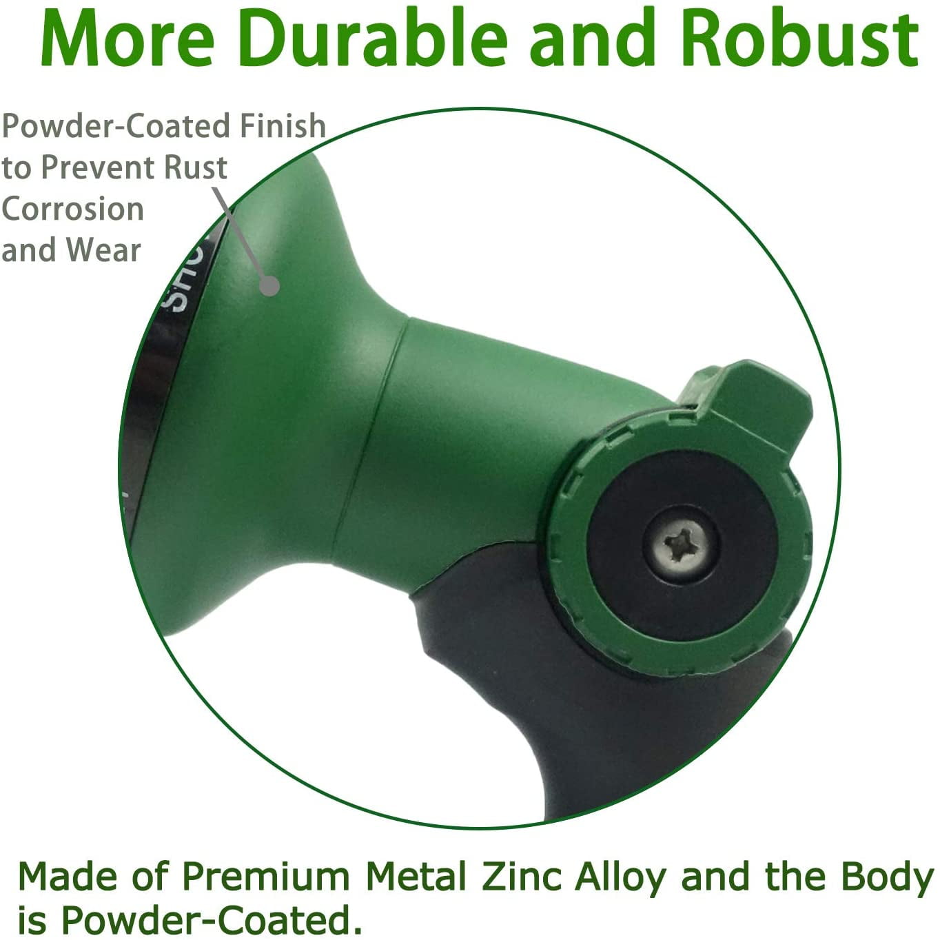 Garden Hose Nozzle Thumb Control Heavy Duty Metal Water Nozzle with Adjustable Watering Patterns High Pressure Hose Nozzle Sprayer, Pefect for Car Washing and Pets Showering