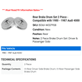 thumbnail image 2 of Rear Brake Drum Set 2 Piece - Compatible with 1980 - 1987 Audi 4000 1981 1982 1983 1984 1985 1986, 2 of 2