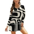 thumbnail image 1 of Palm Springs Robe Rétro Moderne Mi-Siècle Motif Abstrait en Nœud Cœur Robe Évasée Design Mode Grande Taille Robe Ample, 1 of 5