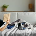thumbnail image 3 of Pug Soft Flannel Fleece Throw Blanket, Dog Listening Music on the Smartphone Groovy Cool Headphones Animal Funny Image, Cozy Plush for Indoor and Outdoor Use, 60" x 80", Navy Blue Black, by Ambesonne, 3 of 5