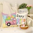 thumbnail image 3 of Happy Easter Pillow Covers 20x20 Inch Set of 4, Rabbits Bunny Hello Peeps Eggs Truck Striped Hip Hop Farmhouse Decorative Throw Pillowcases for Home Sofa Couch Decoration G482-20, 3 of 5