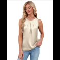 thumbnail image 3 of Camiseta Sin Mangas de Satén de Seda para Mujer, Atuendo Informal de Verano 2025, Camisa Elegante de Trabajo Sin Mangas, Color Crema S, 3 of 9