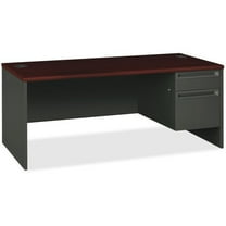 38000 Series Right Pedestal Desk, 72w x 36d x 29-1/2h, Mahogany/Charcoal
