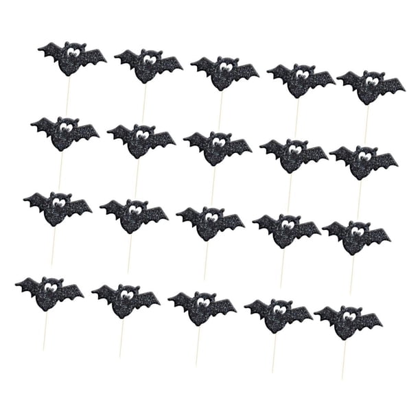 Paquete de 20 Tema de Halloween Glitter Cake Cupcake Topper Fruta Alimentos Selecciones Decoración de