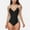 Black, variant on Swim Women's One Piece Halter Swimsuit with Geometric Side Panels and Ruched Waist Design - Teal,X Large