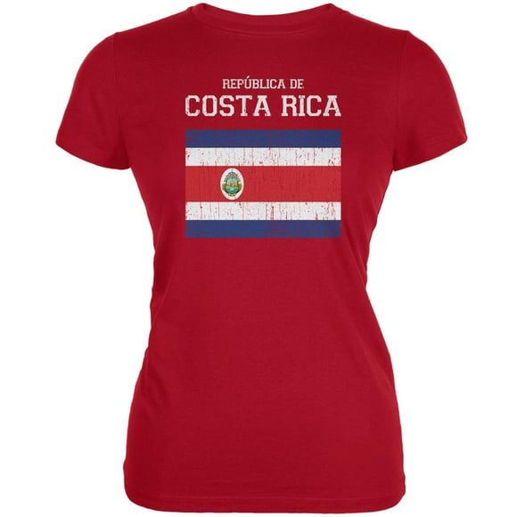 World Cup Distressed Flag Republica de Costa Rica Red Juniors Soft T-Shirt