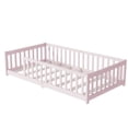 thumbnail image 5 of Miniyam Wooden Twin Size Floor Bed with Safety Fence for Kids, Pink, 5 of 7