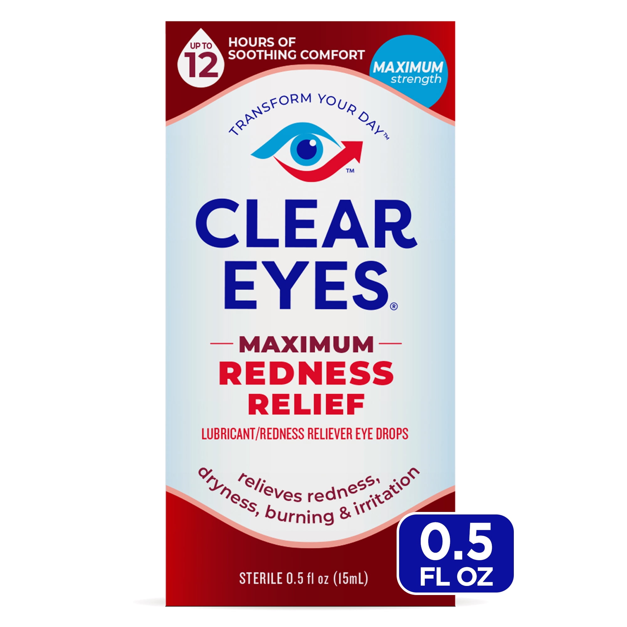 Clear Eyes Maximum Redness Eye Relief Lubricant Eye Drops, 0.5 fl oz