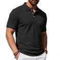 thumbnail image 3 of KLHDSF Men's Knit Polo Shirts Casual Short Sleeve Button Down Polo Shirt Classic Golf Shirts Black L, 3 of 7