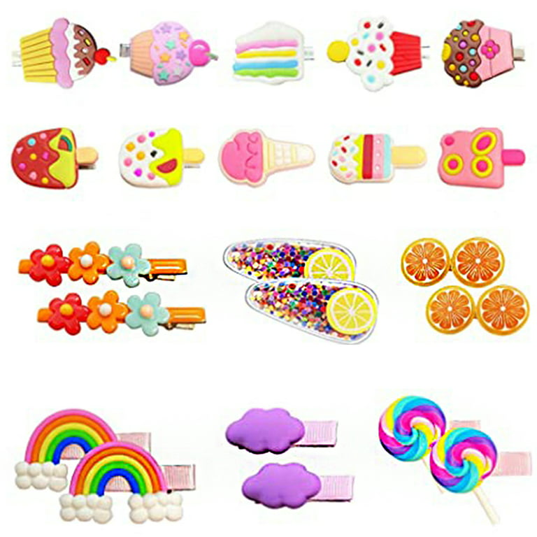 Dicasser Hair Clips for Toddler Girls, 22Pcs Candy Hair Accessories Rainbow  Lollipops Barrettes Ice Cream Cute Cupcake Hair Pins for Toddlers Kids  Girls Children 