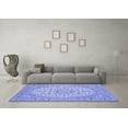 thumbnail image 3 of Ahgly Company Machine Washable Indoor Square Medallion Blue Traditional Area Rugs, 3' Square, 3 of 4