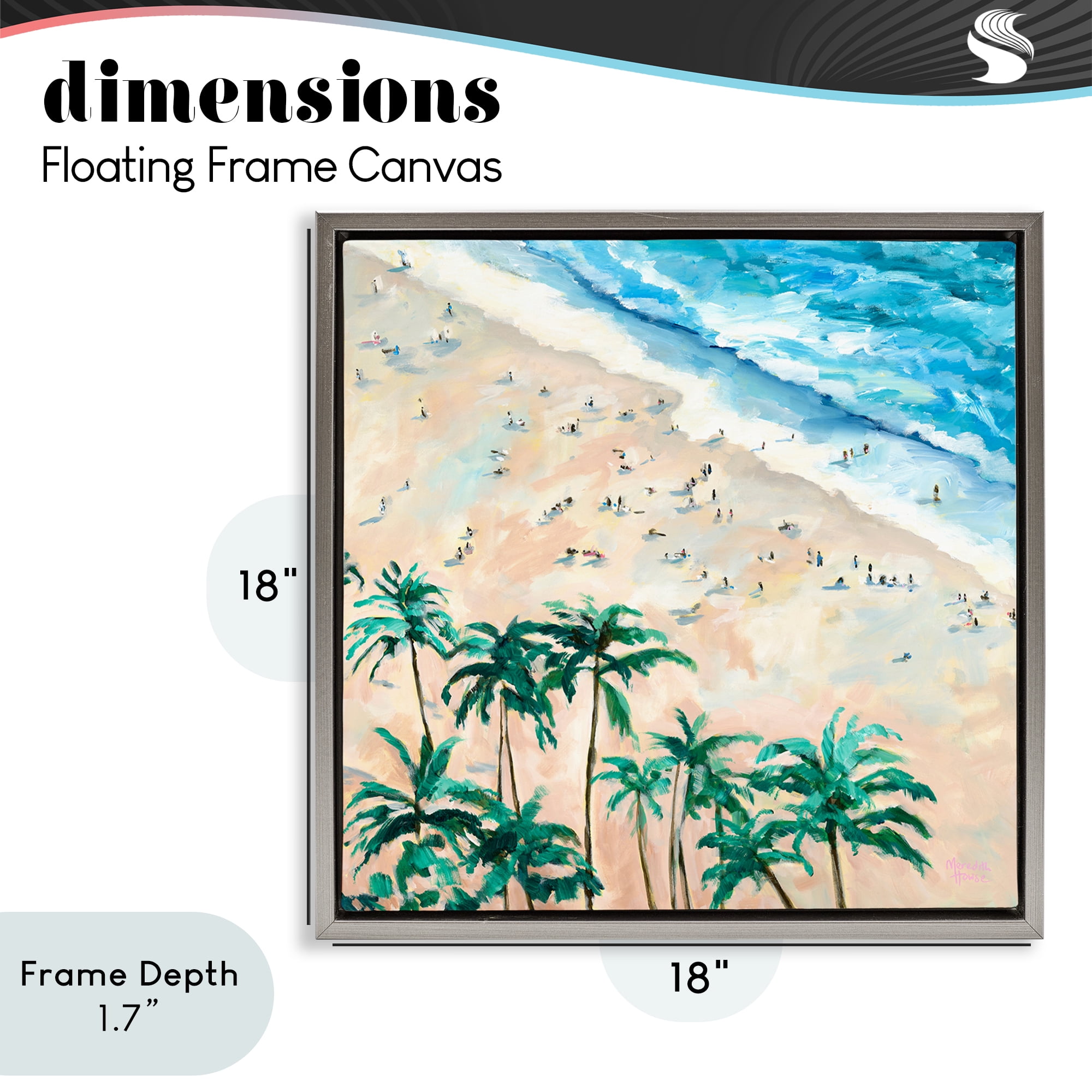Stupell Industries Waikiki Beach Overview Gray Framed Floater Canvas Wall Art, design by Meredith Howse