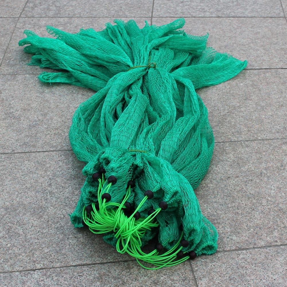 Nylon Green Fishing Nets fishing Collapsible Rhombus Mesh Hole Folding
