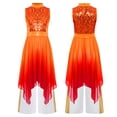 thumbnail image 2 of iiniim Girls Praise Dance Outfit Sequin Worship Asymmetrical Tunic with Wide Leg Pants Liturgical Dress Red 8, 2 of 7
