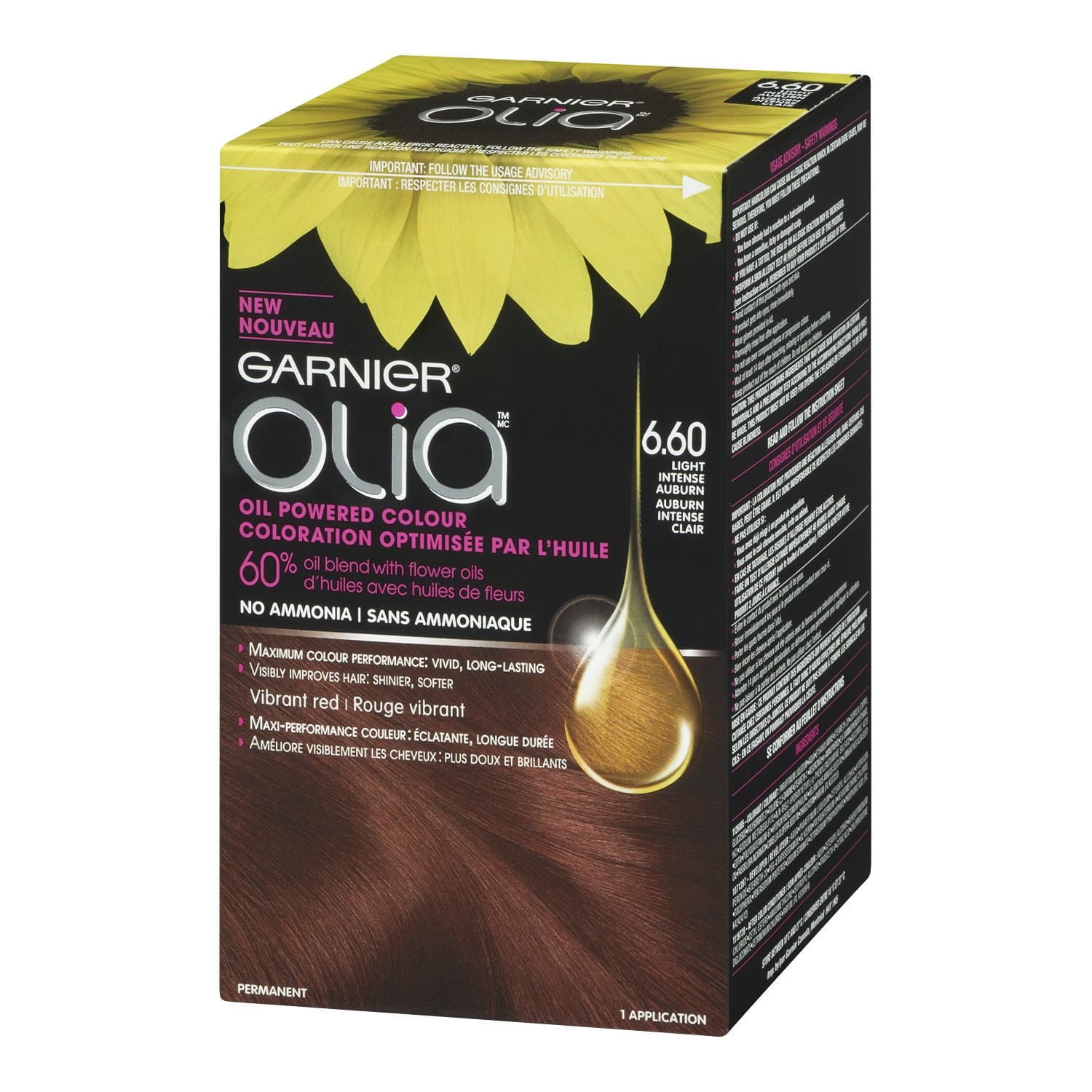 Coloration permanente optimisée par l'huile pour les cheveux sans ammoniaque Olia de Garnier, 1 unité