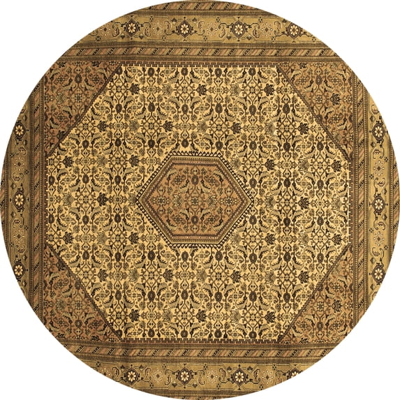 Ahgly Company Indoor Round Medallion Brown Traditional Area Rugs, 7' Round
