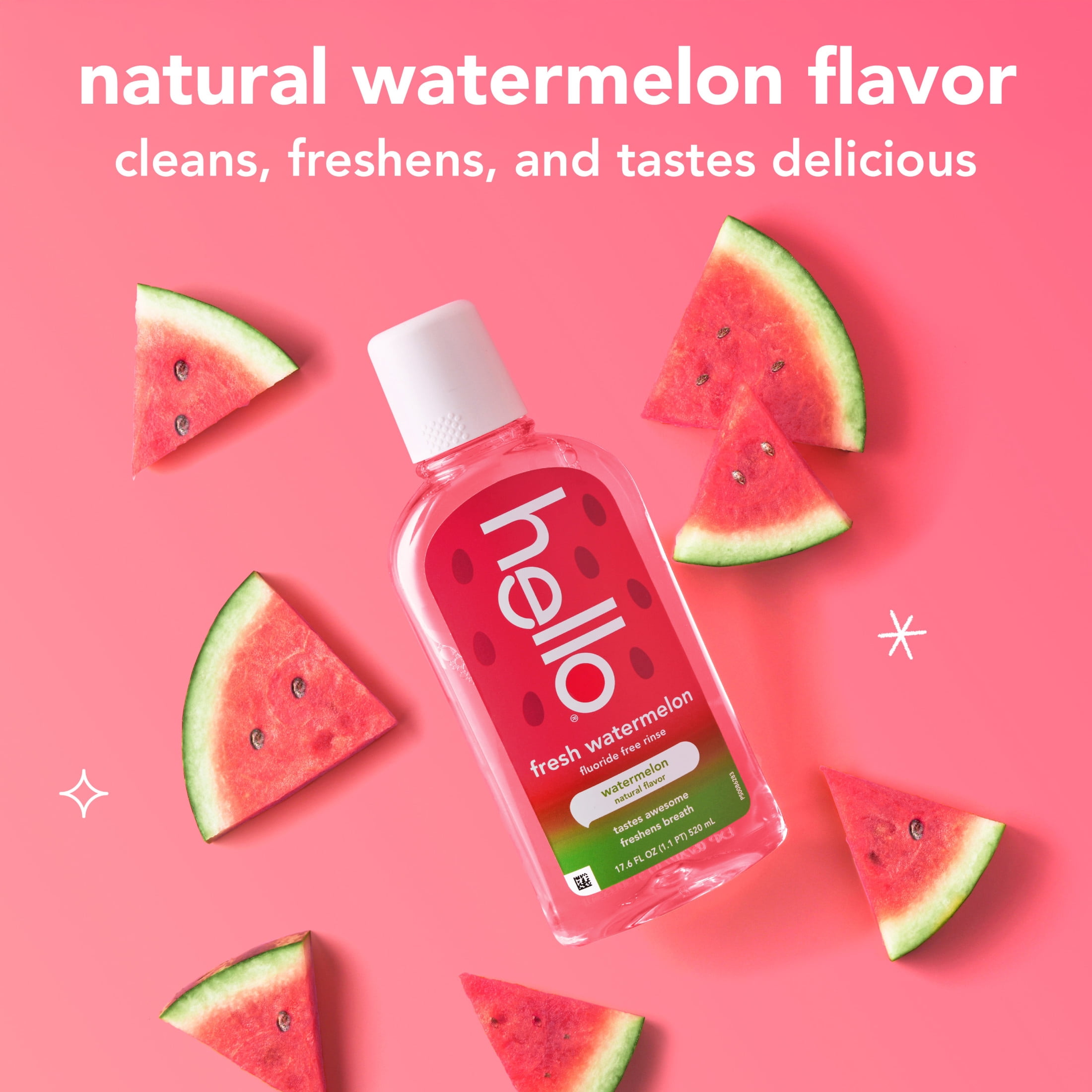 hello Fresh Watermelon Kids Mouthwash, Fluoride Free, 17.6 fl oz