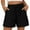 Black, variant on purcolt Women's Cotton Linen Shorts Elastic High Waisted Casual Comfy Wide Leg Shorts Summer Beach Shorts with Belt & Pockets