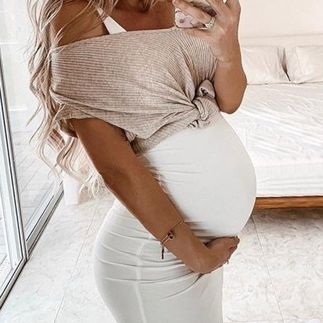 Sonducket Vestido Mujer Embarazada Sin Mangas Vestido Corto Mujer Embarazada Sin Mangas Color Sólido Ropa De Verano Prendas para la parte del cuerpo Blanco XXL