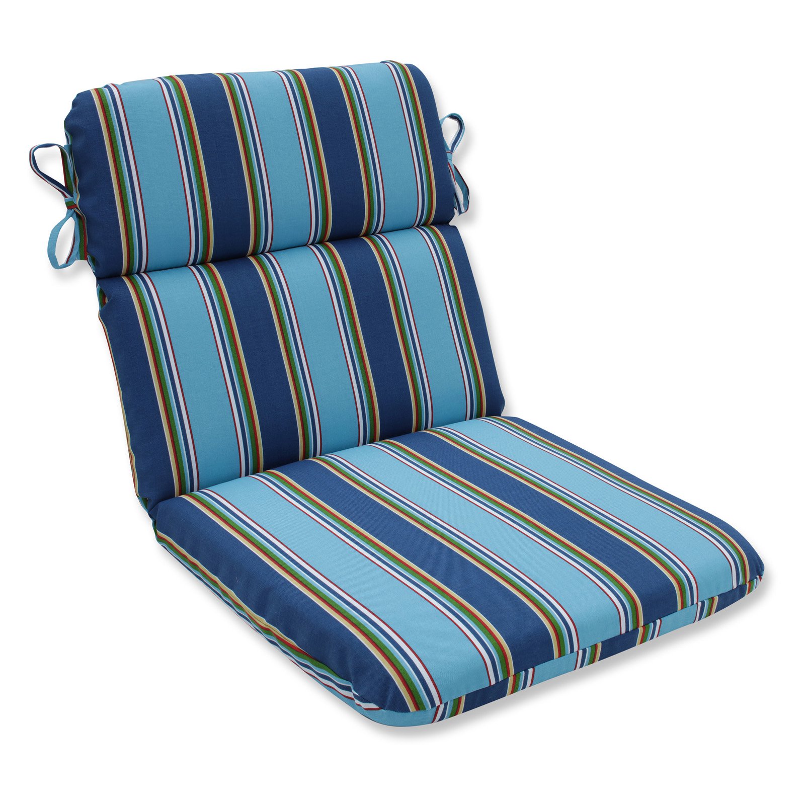 Pillow Perfect Outdoor Sitzkissen – Cabana Streifen Design, Türkis Mit Weißen Bändern, Wasser- & UV-beständig
