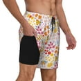 thumbnail image 3 of Picia Colorful Floral pattern Mens Swim Trunks with Compression Liner Stretch Beach Shorts Quick Dry with Zipper Pockets No-Chafing Board Shorts-Medium, 3 of 9