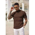 thumbnail image 6 of COOFANDY Men's Short Sleeve Mock Turtleneck Sweater - Ribbed Knit Solid Casual Basic Pullover Tee, 6 of 9