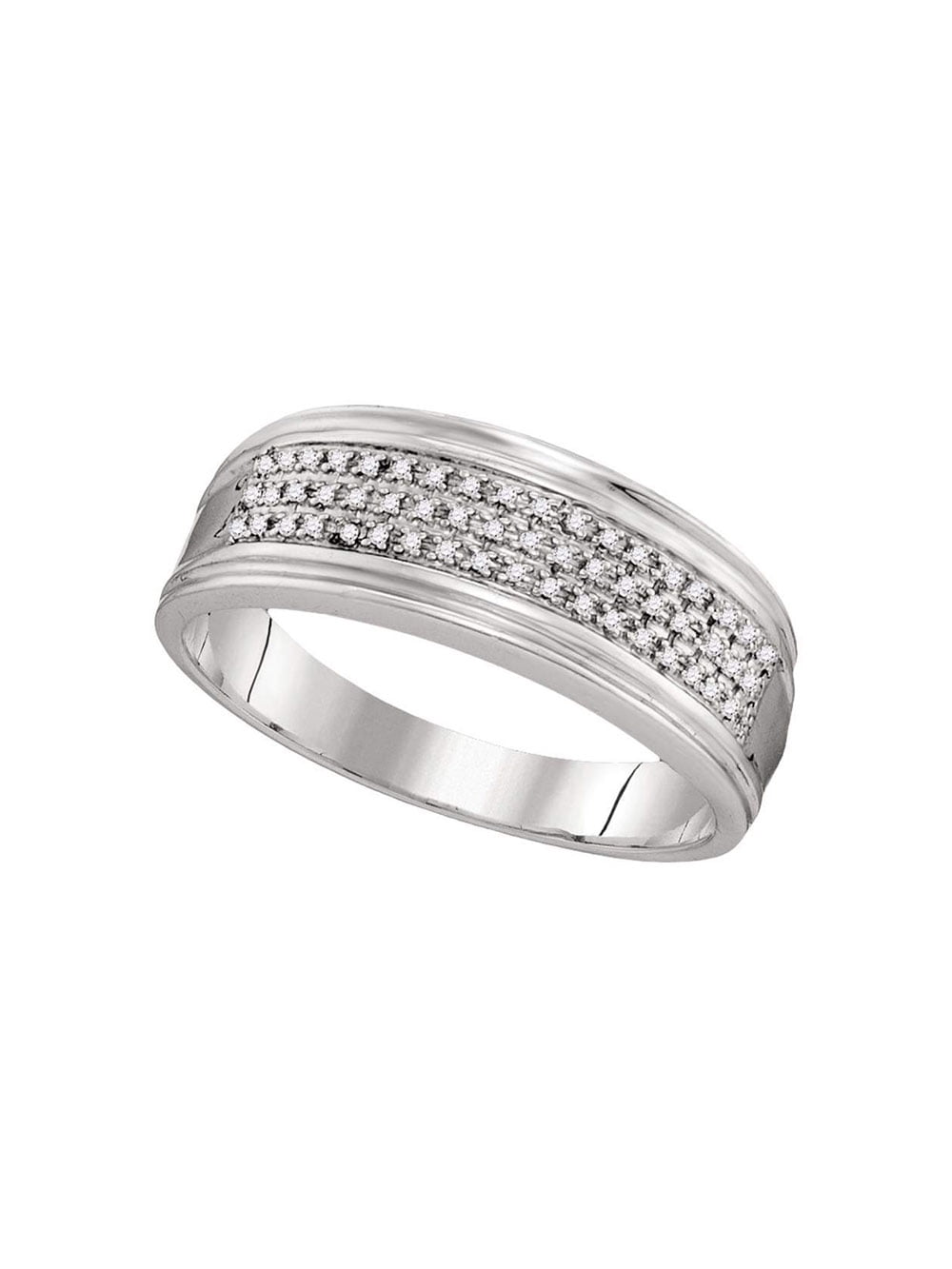 Jewels By Lux Sterling Silver Mens Round Diamond Flower Cluster Illusion-Set Ring 1//10 Cttw Ring Size 9.5
