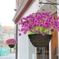 thumbnail image 4 of Artificial Violet Flowers Outdoor, UV Resistant Plants Faux Plastic flowers Greenery Shrubs Indoor Outside No Fade Fake Flower for Kitchen Home Wedding Office Garden Decor 6PCS Pink, 4 of 15