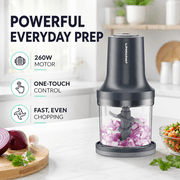 LINKChef Food Chopper, 3 Cup Food Processor, 260W Power Grinder with 4 Bi-Level Blades, Grey