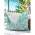 thumbnail image 4 of Outdoor Pillows Waterproof, Teal Palm Leaves Throw Pillows with Inserts Included, Summer Tropical Plants Botanical Indoor Outdoor Decorative Lumbar Pillow for Bed/Couch/Patio 18"x18", 1Pcs, 4 of 8