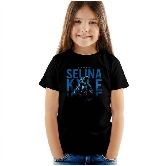 The Batman Selina Kyle Motorcycle Kids T Shirt (3) for Youth Toddler Boys and Girls, Black