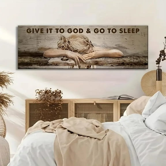 Give It To God & Go To Sleep Print Poster Inspirational Wall Art Canvas Artwork Wall Decor Prints Painting Art Prints Picture Home Bedroom Decoration No Frame