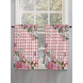 thumbnail image 5 of Pink Spring Floral Bathroom Window Curtain, Watercolor Flowers Butterfly Checkered Light Filtering Coffee Kitchen Curtains, Bedroom Living Room Curtains 2 Panel 84"x45", 5 of 6
