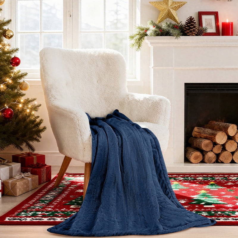 Vccoem Dual Control Heated Throw Blanket, Queen Size 84"x90", Dual-Sided Flannel & Sherpa, 9 Heat Settings, 2-10 Hour Auto Shut-off, Machine Washable Electric Blanket for Couch & Bed, Navy Blue