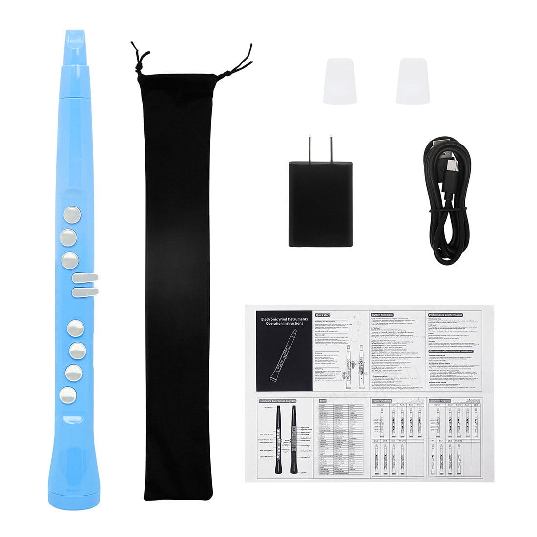 Portable Electronic Wind Instrument Digital Saxophone with 100 Tones 3W Speaker 4-Octave Range Wireless MIDI Rechargeable Synthesizer for Beginners Adults Black
