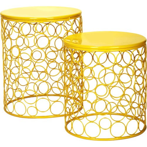 Adeco Trading 2 Pieces Home Garden Accent Wire Round Stool (Set of 2) by Supplier Generic